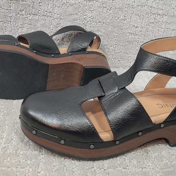 VIONIC Day Faye Womens Size 7 Black Ankle Strap Leather Comfort Fisherman Shoe - Picture 3 of 12